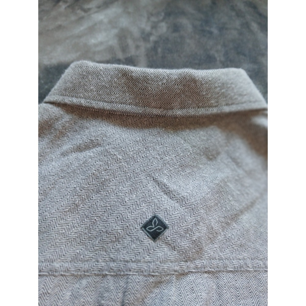Prana Mens Gray Umber Lybeck Flannel Button Up Long Sleeve Shirt SIZE LARGE - Picture 6 of 12